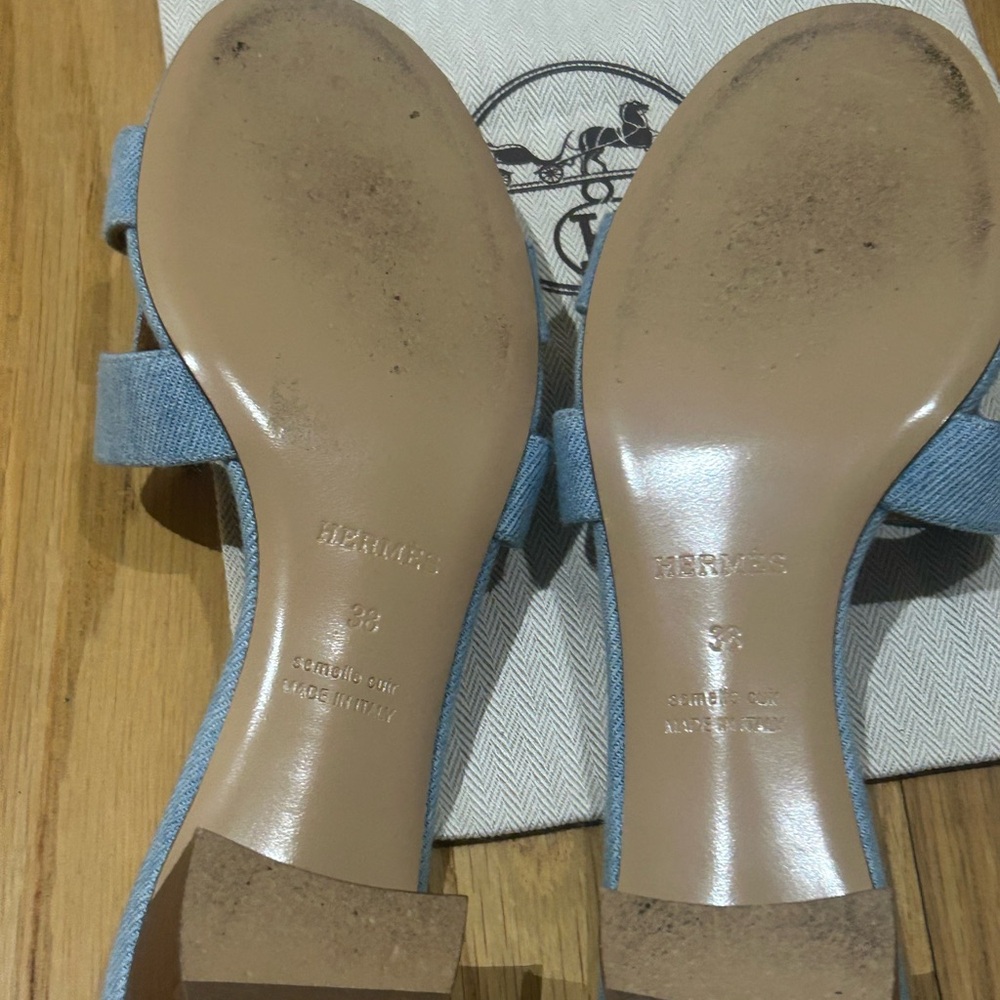 Hermes Light Blue Denim Oasis Sandals size 38 - Picture 11 of 11